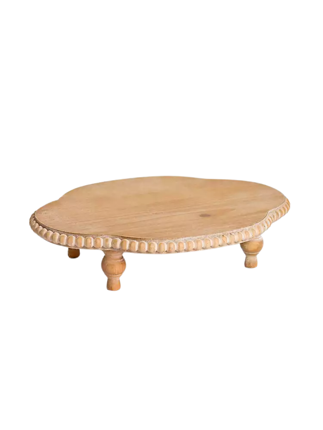 Natural Wood Scalloped Beaded Riser