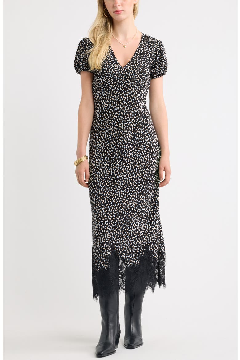 Lace Trim Bias Cut Midi Dress