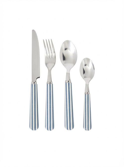 Leela 16-Piece Cutlery Set With Striped Handles