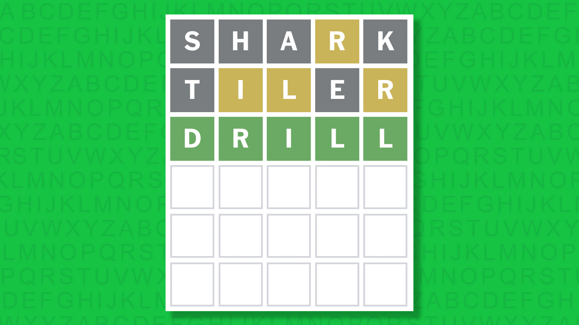 NYT Wordle answer for game 1587 on a green background