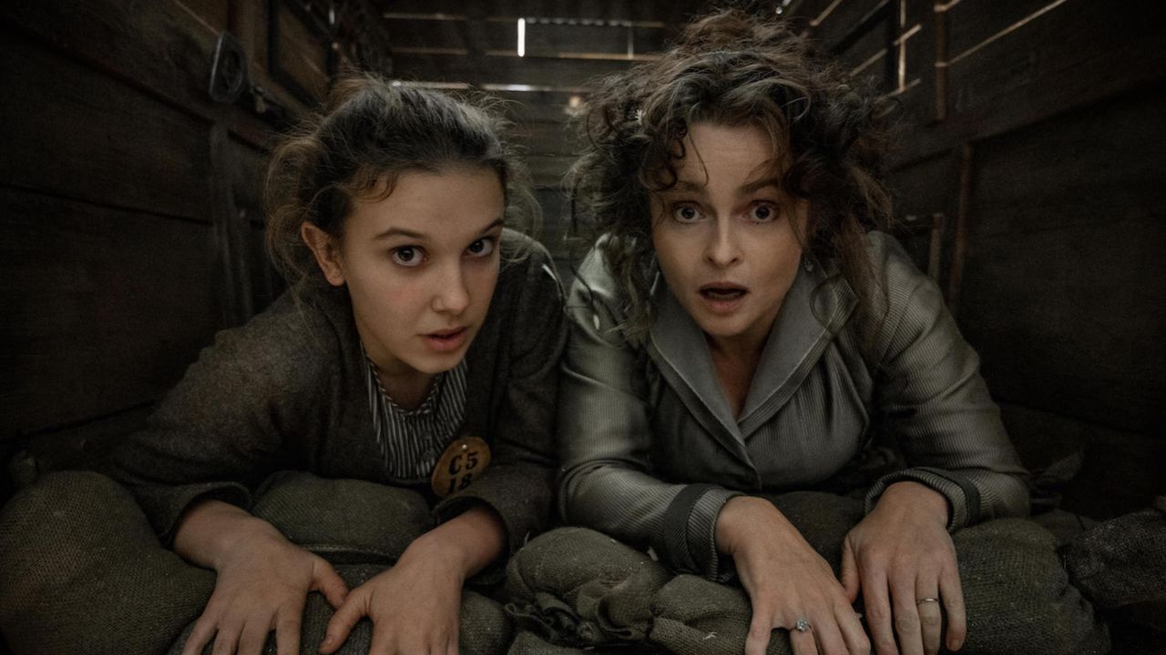 Millie Bobby Brown and Helena Bonham Carter in Enola Holmes 2