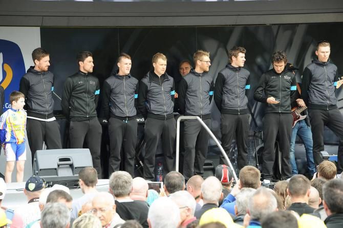 Team Sky at the presentation for Paris-Roubaix