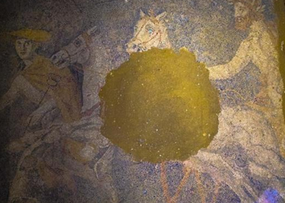 'Mystery tomb' in Greece reveals mosaic of Greek god Hermes