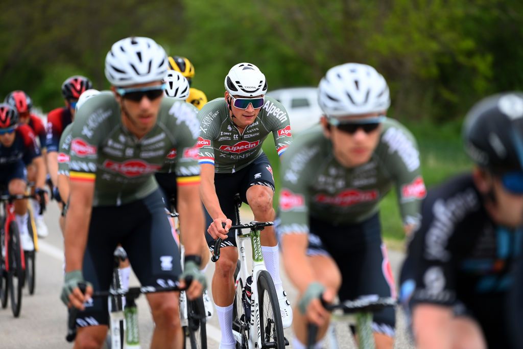 VISEGRAD HUNGARY MAY 06 Mathieu Van Der Poel of Netherlands and Team Alpecin Fenix competes during the 105th Giro dItalia 2022 Stage 1 a 195km stage from Budapest to Visegrd 337m Giro WorldTour on May 06 2022 in Visegrad Hungary Photo by Tim de WaeleGetty Images