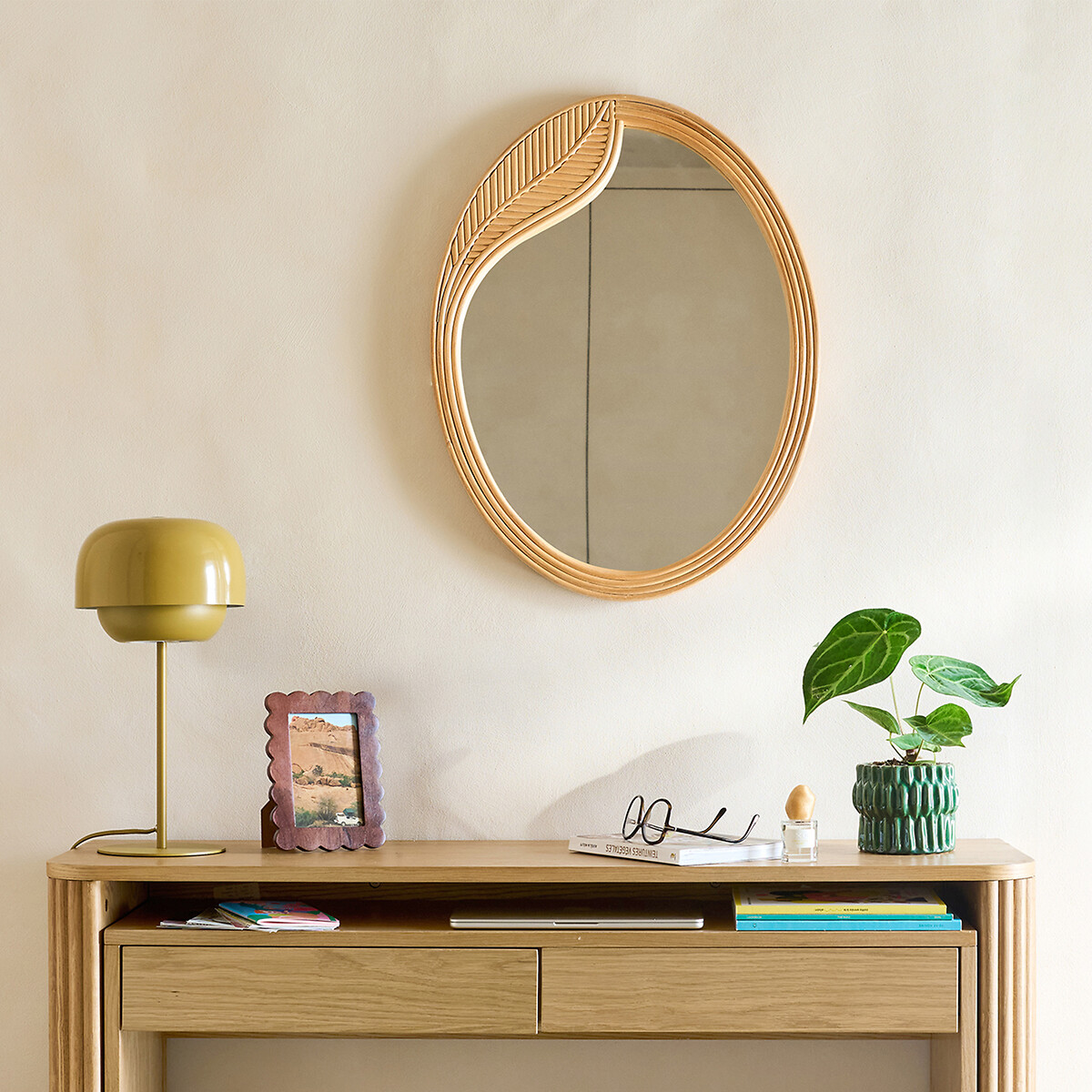Sylea Oval Rattan Mirror, 50 X 65cm