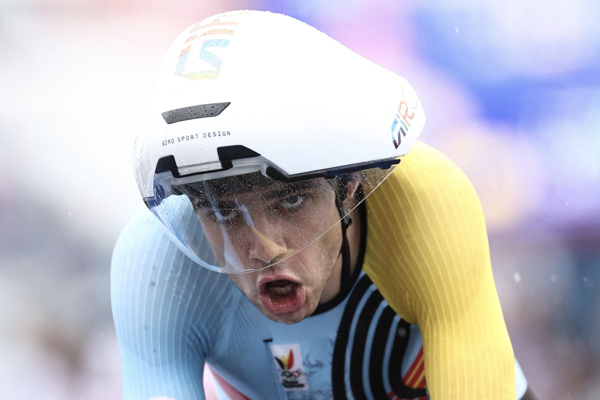 Wout van Aert (Belgium) en route to bronze in the Olympic time trial