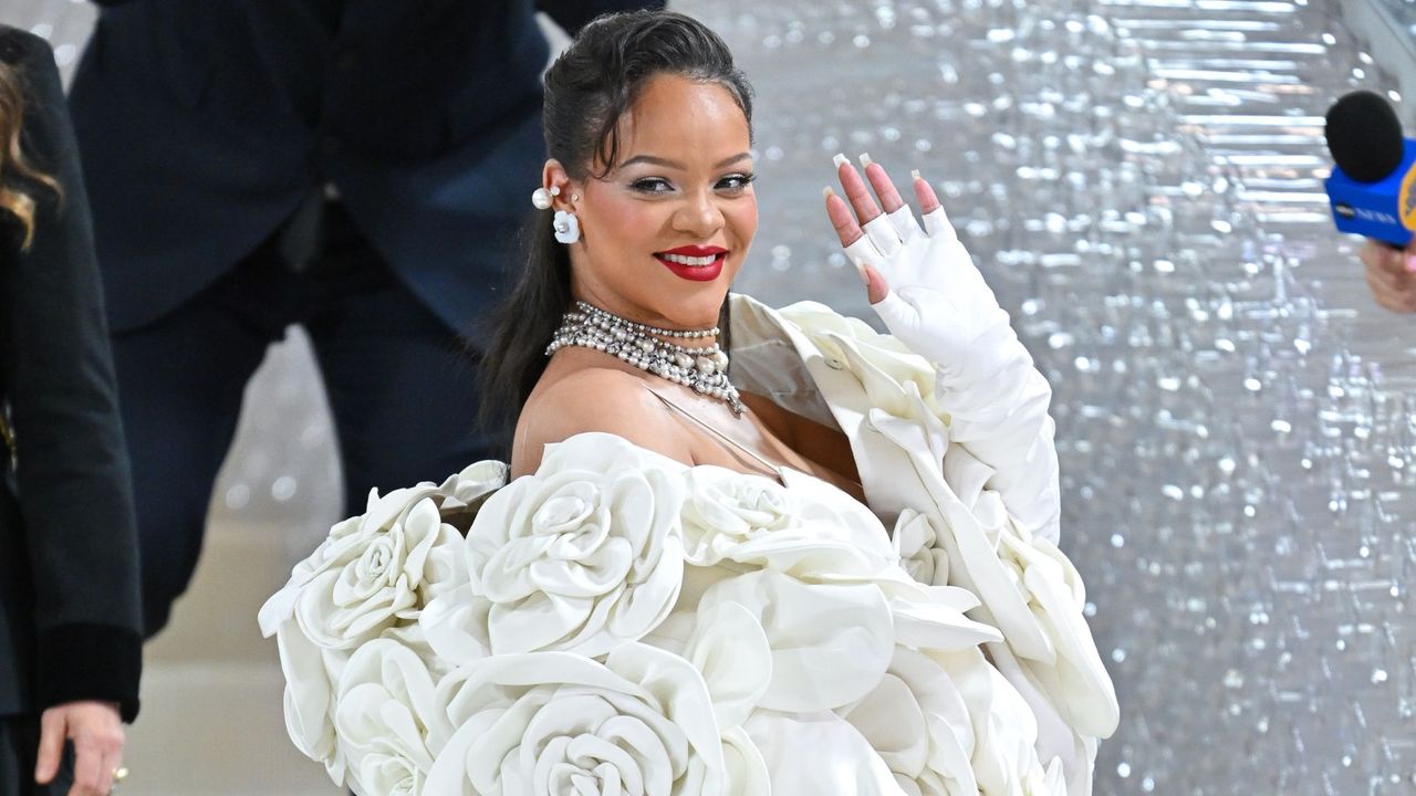 Rihanna on the red carpet at the Met Gala 2023