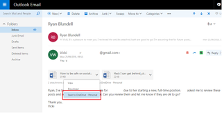 Saving attachments from Outlook to OneDrive