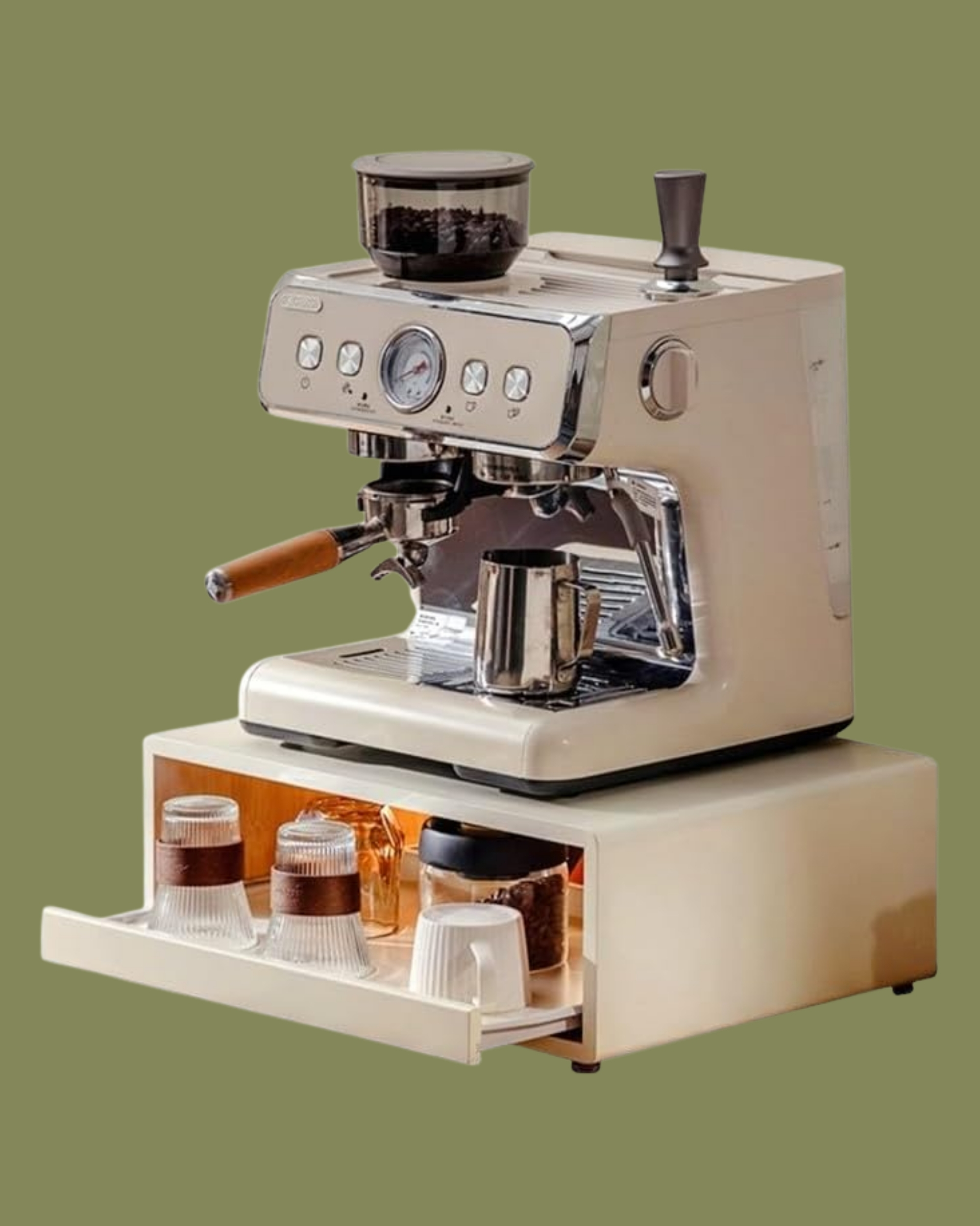 Generic, Bamboo Coffee Machine Stand With Drawer Holder