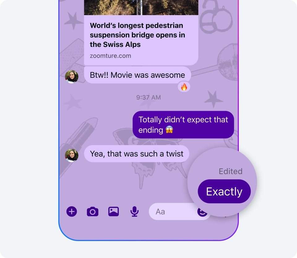 Editing a message on Facebook Messenger