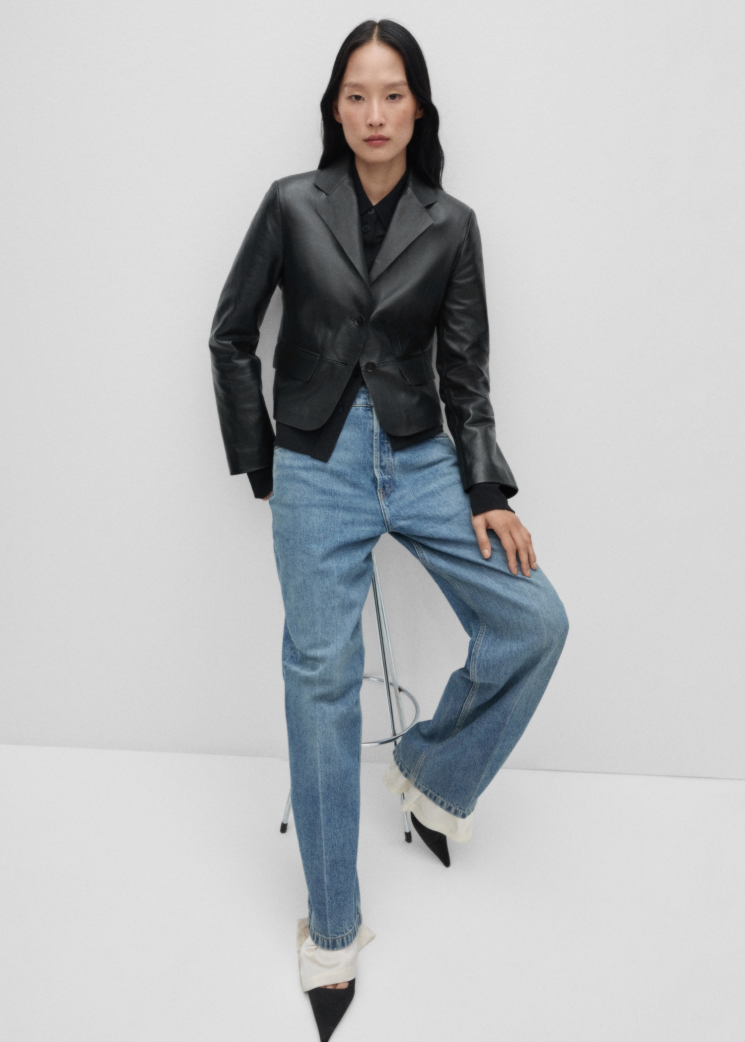 100% Leather Cropped Blazer