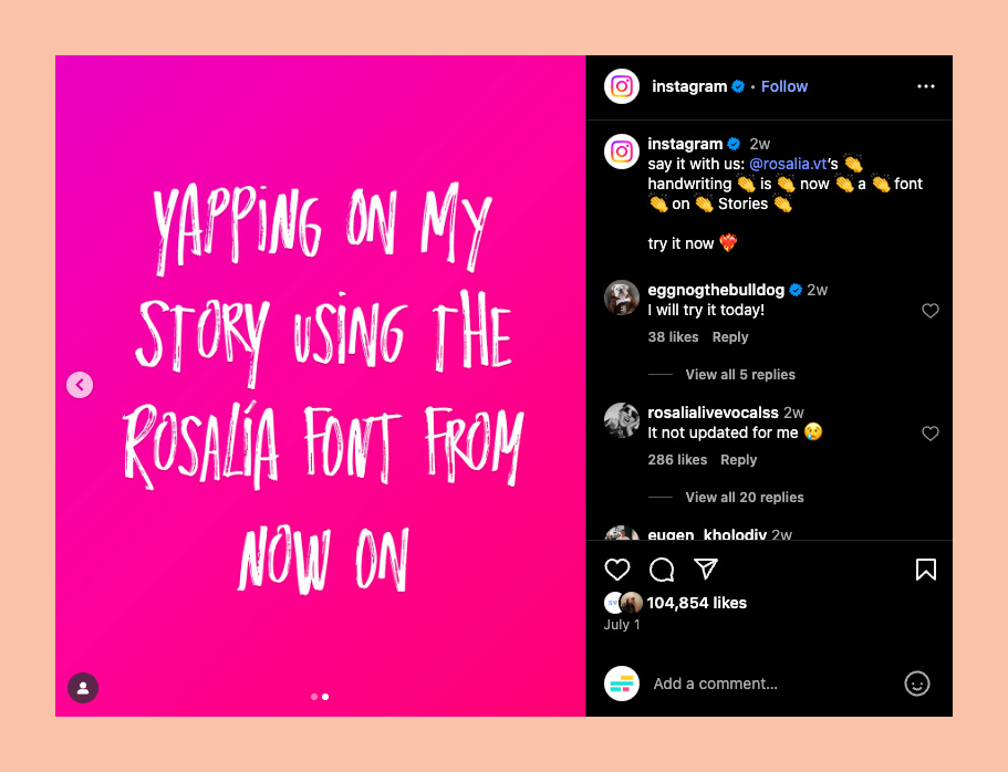 The Rosalía.vt font in action
