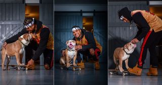 DeAndre Yedlin poses for photos with his English Bulldog, Simba during a photo shoot in Jesmond on November 30, 2017, in Newcastle upon Tyne, England