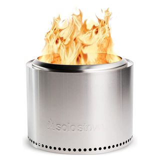 Best fire pit cut out solo stove in silver with flames