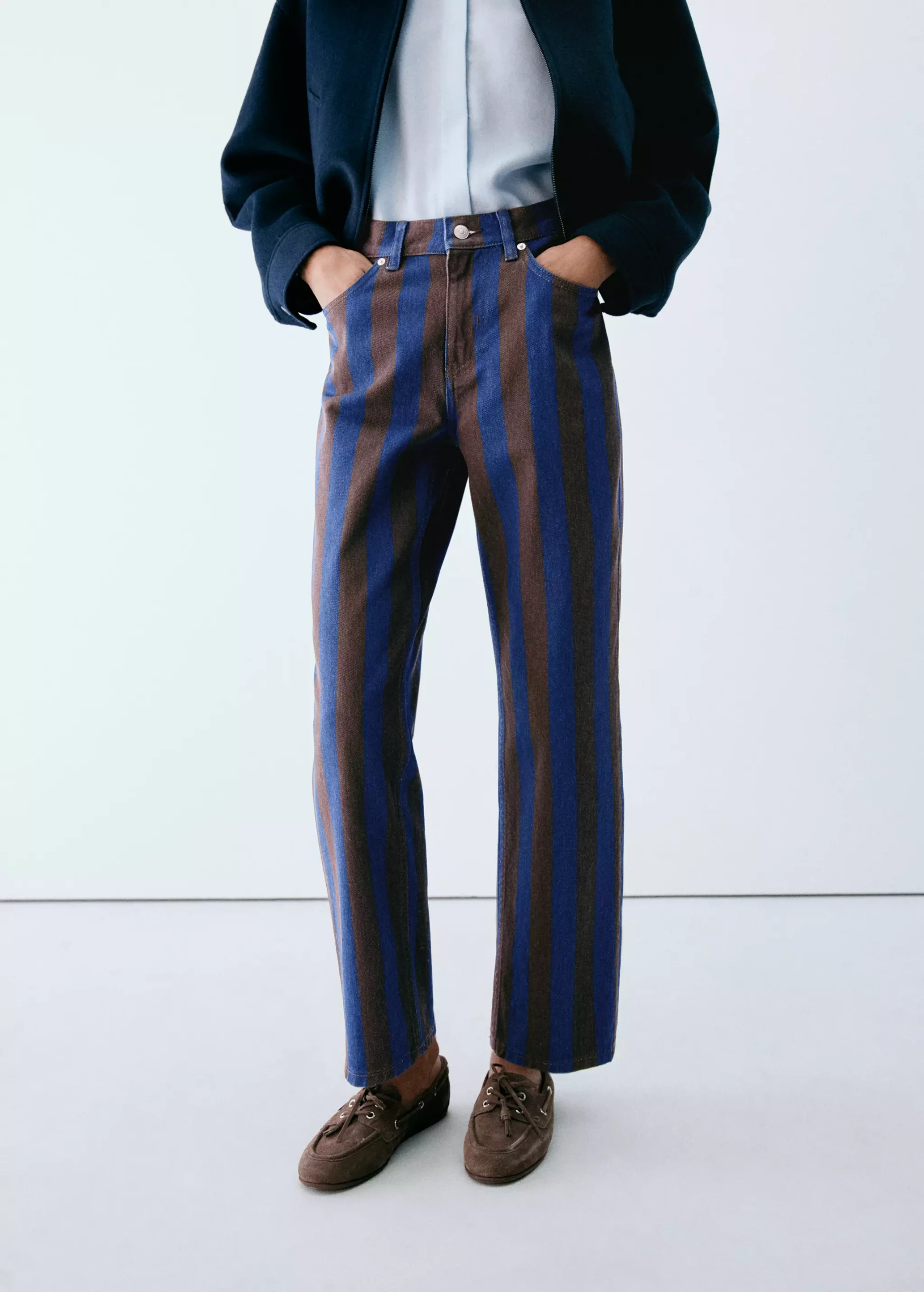 Mid-Rise Striped Jeans - Women | Mango Usa