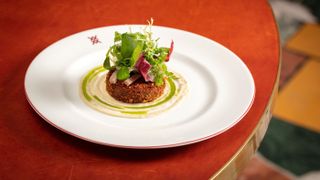 Mock turtle croquette with oyster mayonnaise and herb salad