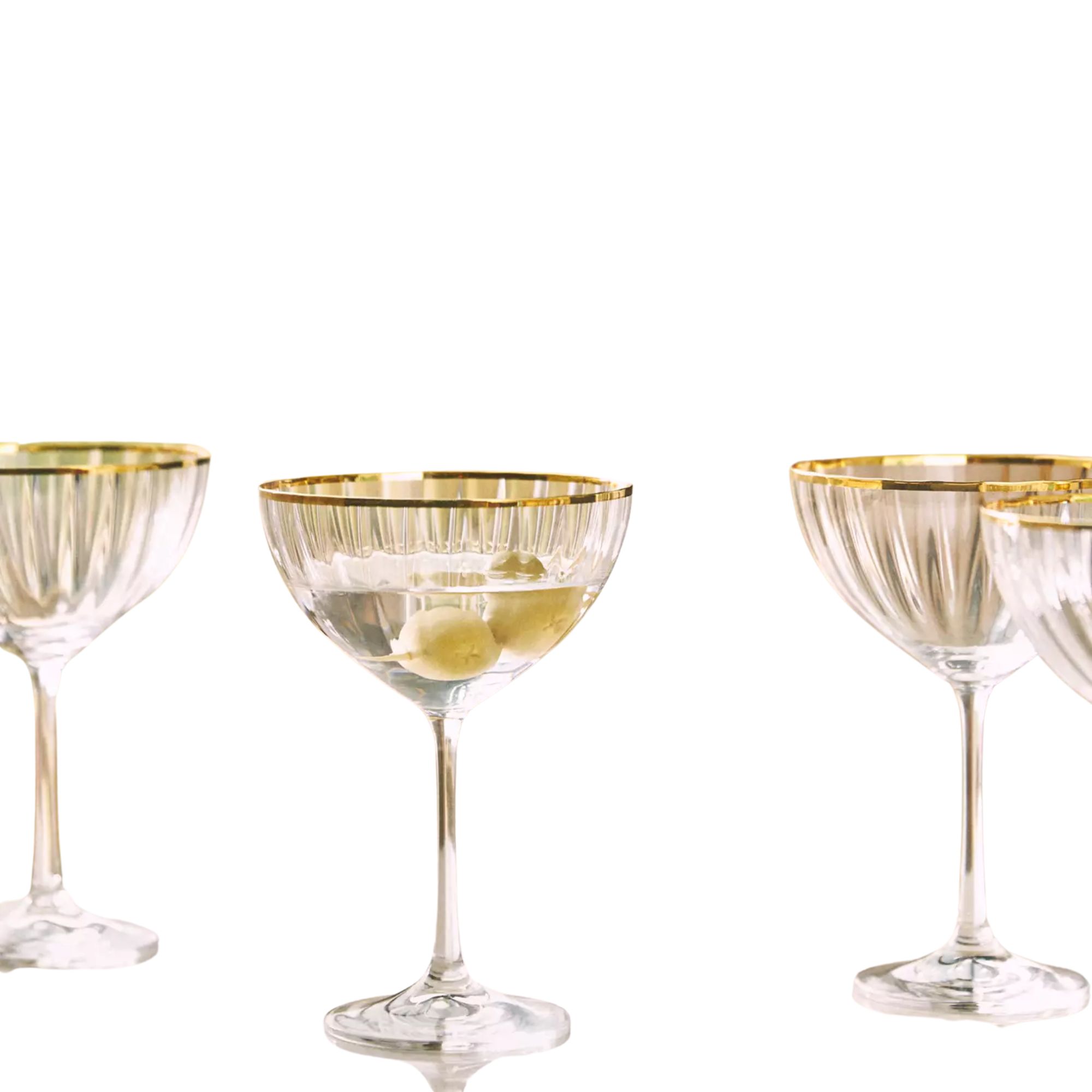 Fluted glassware with gold rim