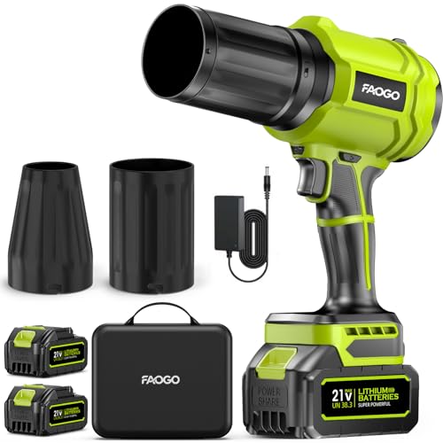 990,000 Rpm Cordless Leaf Blower With 2 Batteries &amp;amp; Charger - Electric Handheld Blower, Lightweight, Double Run Time for Lawn, Yard, Patio, Garden Cleaning Green 1