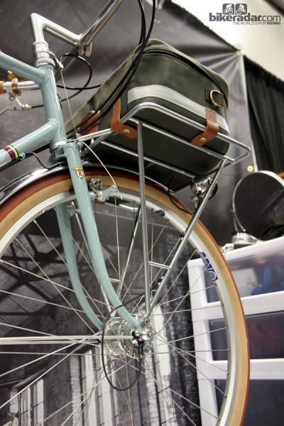 The front rack on this Rebolledo offers a big shelf and stout four-point mounting for carrying cargo.