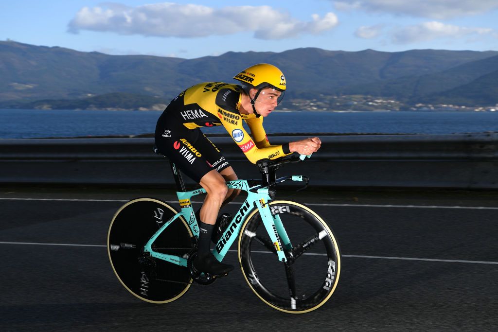 MIRADOR DE ZARO DUMBRA SPAIN NOVEMBER 03 Sepp Kuss of The United States and Team Jumbo Visma during the 75th Tour of Spain 2020 Stage 13 a 337km Individual Time Trial stage from Muros to Mirador de zaro Dumbra 278m ITT lavuelta LaVuelta20 La Vuelta on November 03 2020 in Mirador de zaro Dumbra Spain Photo by Justin SetterfieldGetty Images