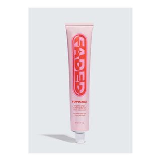A pink tube of Topicals Faded Brightening & Clearing Serum for Black-owned beauty and skincare brands.