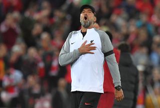 Liverpool manager Jurgen Klopp during the UEFA Champions League group A match between Liverpool FC and AFC Ajax at Anfield on September 13, 2022 in Liverpool, United Kingdom.