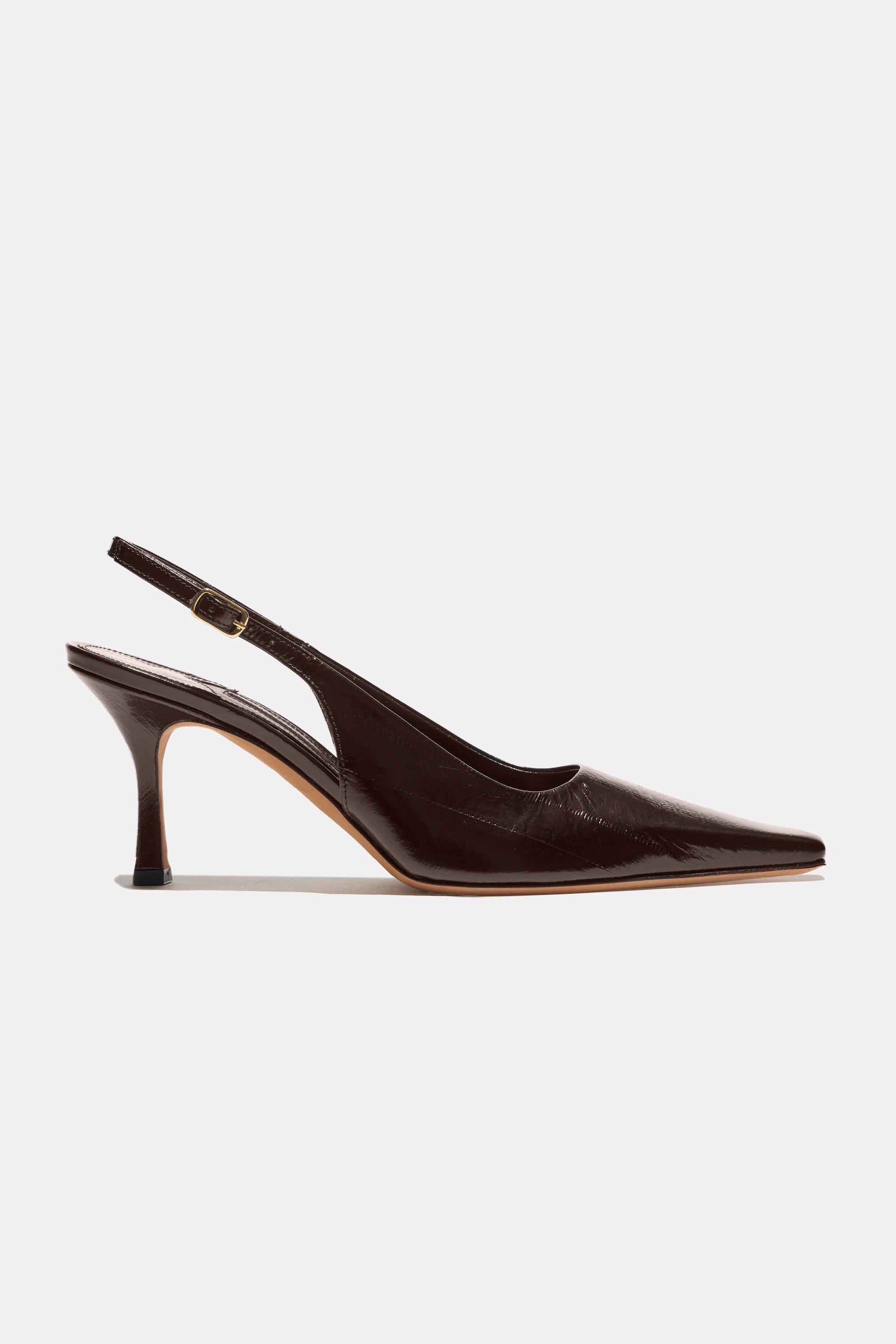 Elana Heel in Espresso Embossed Eel - 35