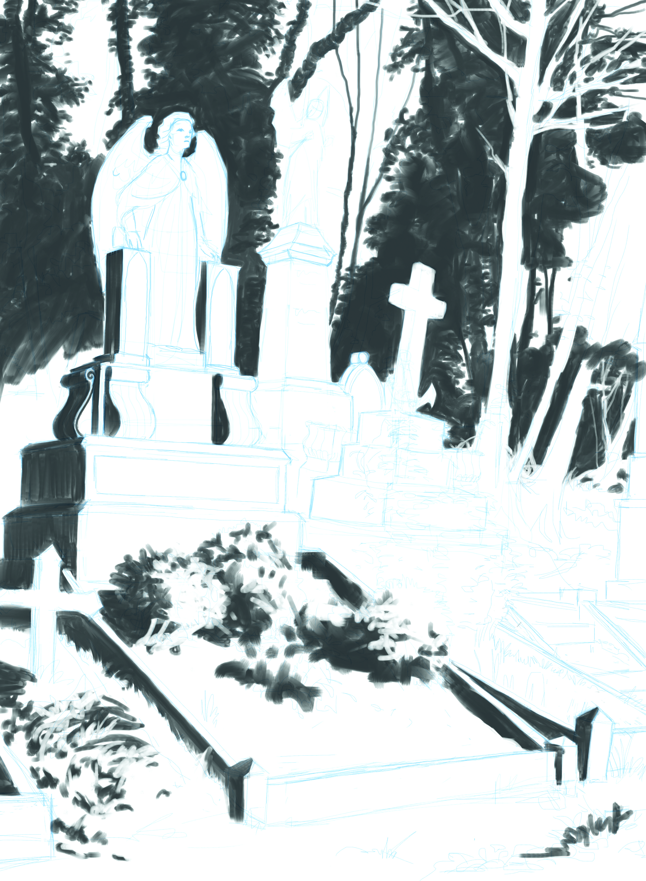 Karlsimon visits Highgate Cemetery to show how comic book techniques can be applied to digital tablet painting.
