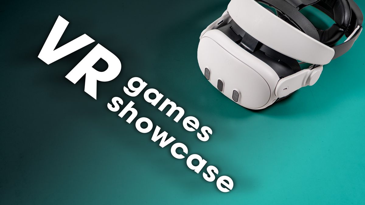 The VR Games Showcase logo with a Meta Quest 3 headset