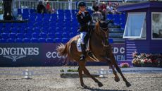 Netherlands' Demi Haerkens finishes second in the grade IV team test at the World Para Dressage Championships