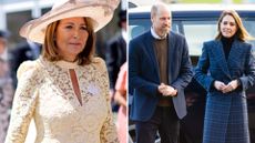 A composite of a picture of Carole Middleton at Ascot and a picture of Prince William and Kate in Scotland