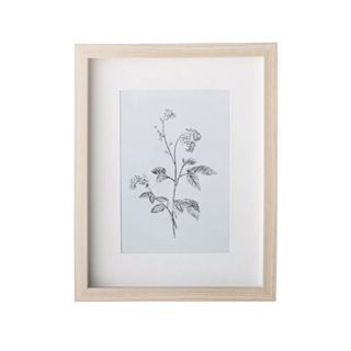 drawing of flower in a light wood frame