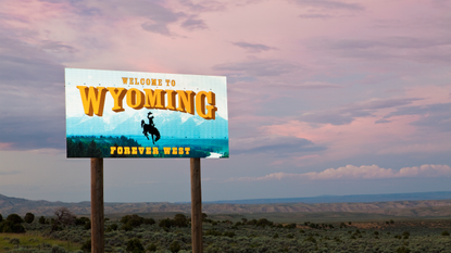 Sign with Welcome to Wyoming on it