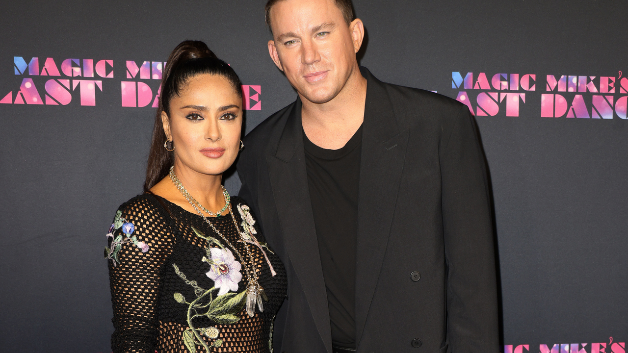 Salma Hayek and Channing Tatum attend the &quot;Magic Mike&#039;s Last Dance&quot; World Premiere on January 25, 2023 in Miami Beach, Florida.