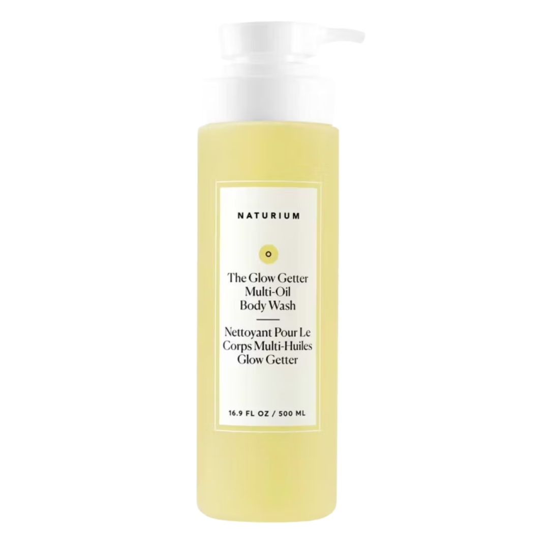A product shot of the Naturium The Glow Getter Multi-Oil Hydrating Body Wash, on a white background