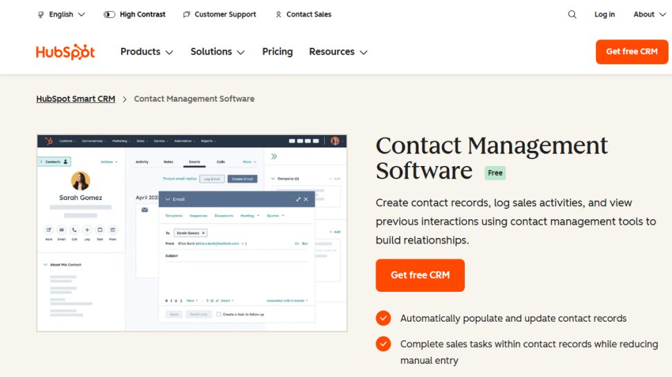Website screenshot of HubSpot (November, 2025)