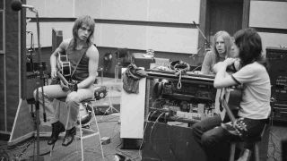 Yes posing for a photograph in recording studio in 1971