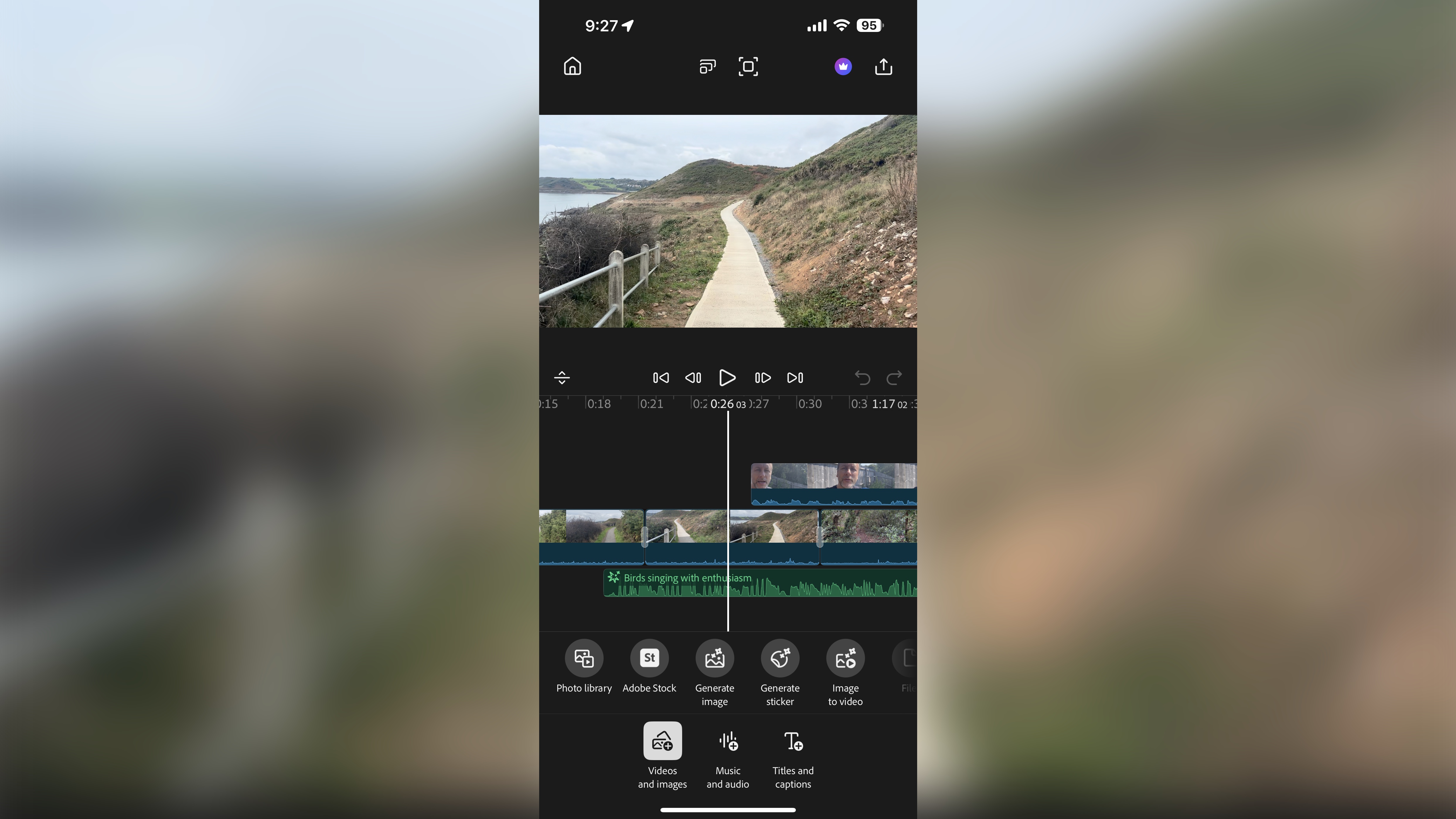 Adobe Premiere on iPhone during our review