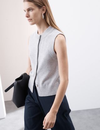 Pure Cashmere Button Through Knitted Vest