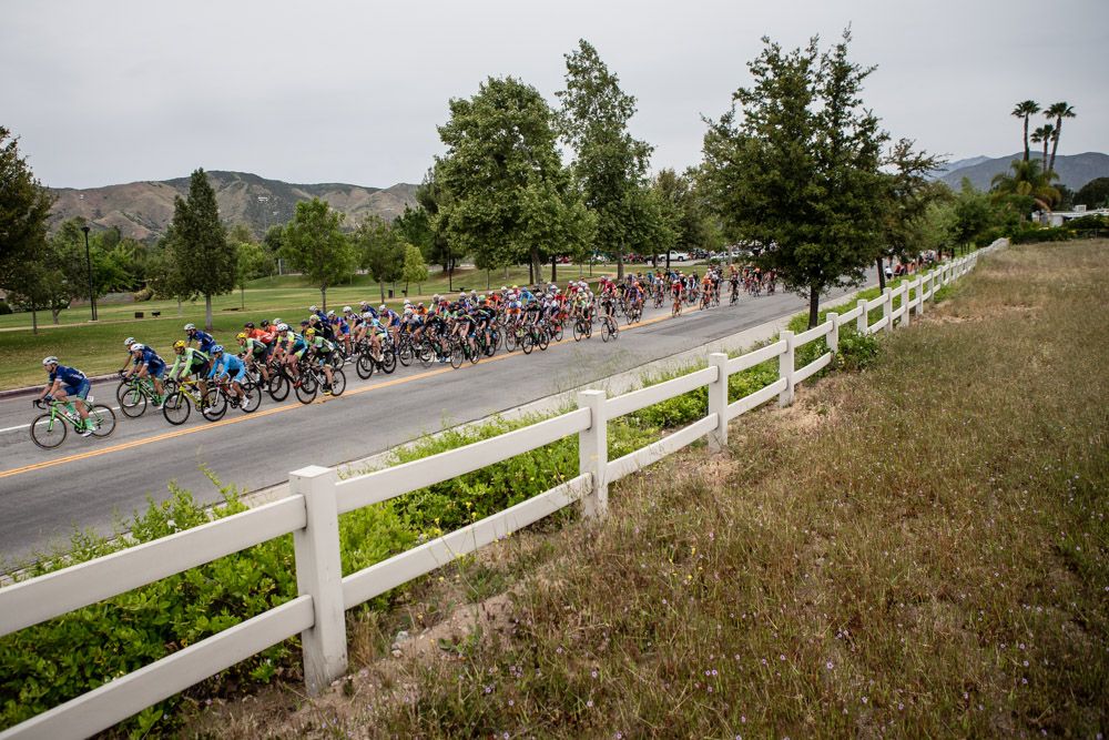 The men roll out onto the circuit under cloudy skies