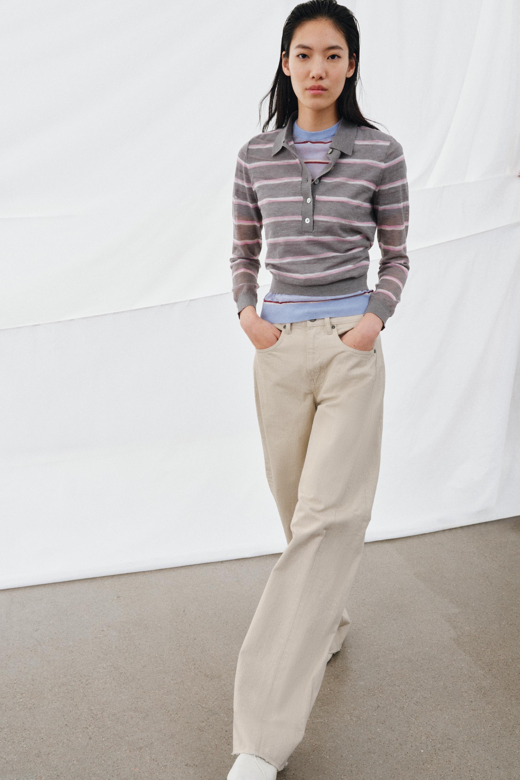 extra fine wool striped polo