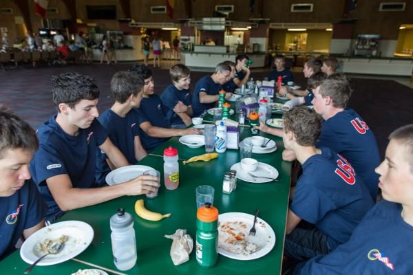 The campers build camaraderie through meals and sharing living space.