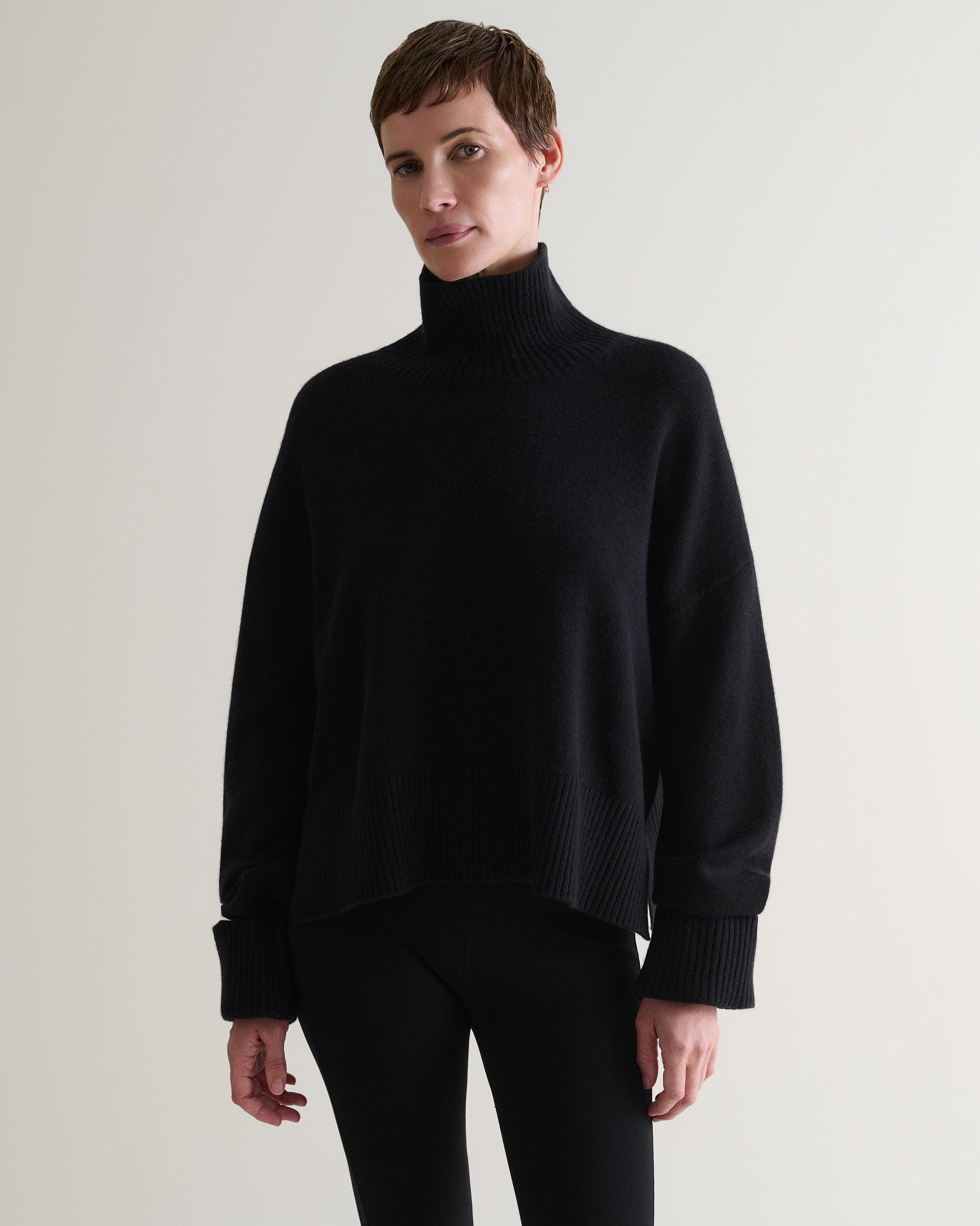 Women's Cashmere Merino High Neck Jumper - Black - Xs / Black