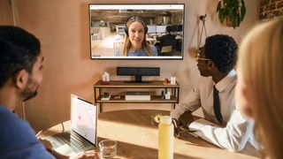 The new Jabra videobar in a pair of small conference rooms. 
