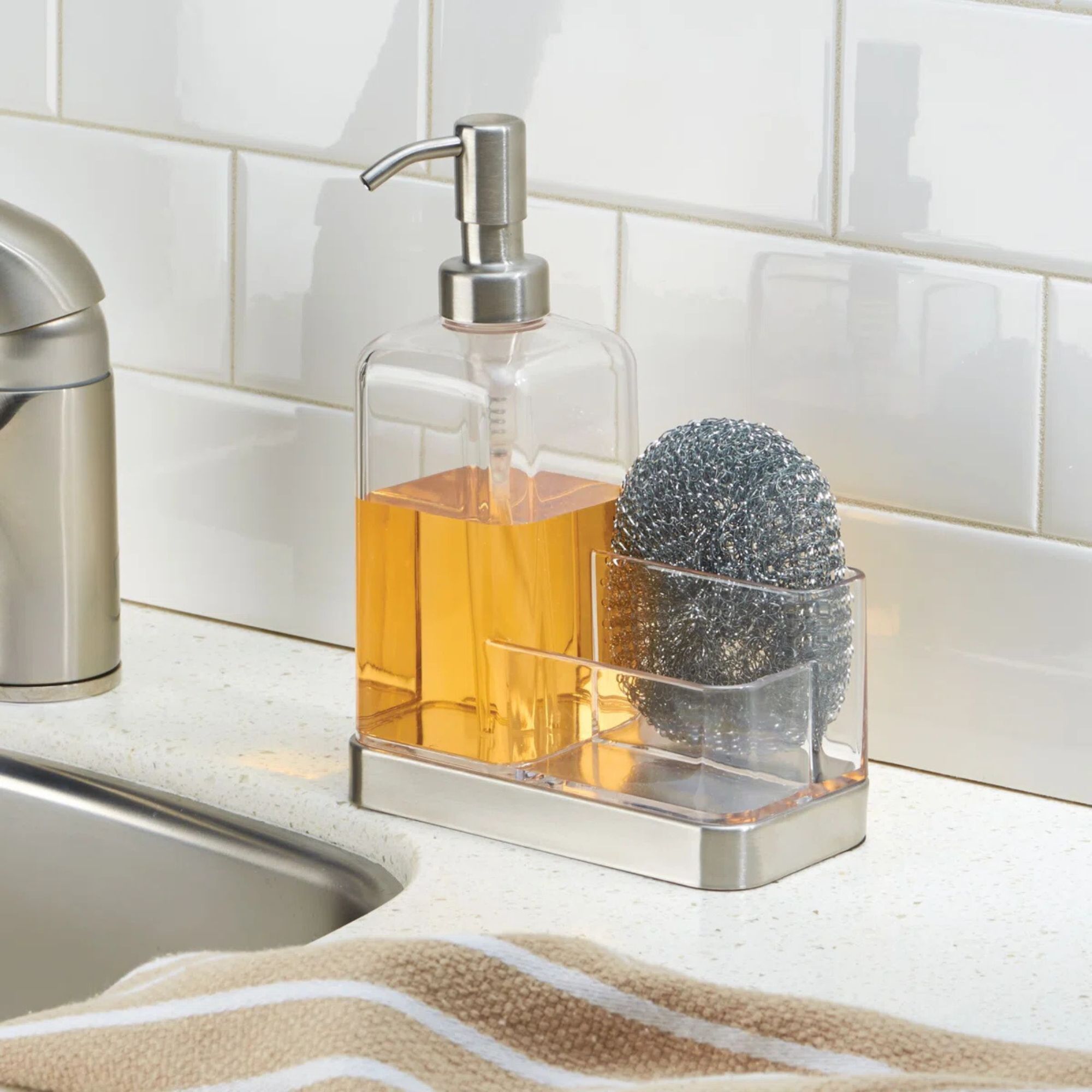 Forma Stainless Steel Caddy and Soap Dispenser