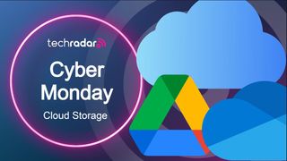 Cyber Monday text next to logos for cloud storage providers