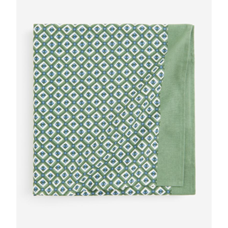 green patterned tablecloth