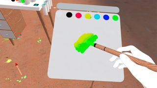 Mixing colors on a palette in Painting VR