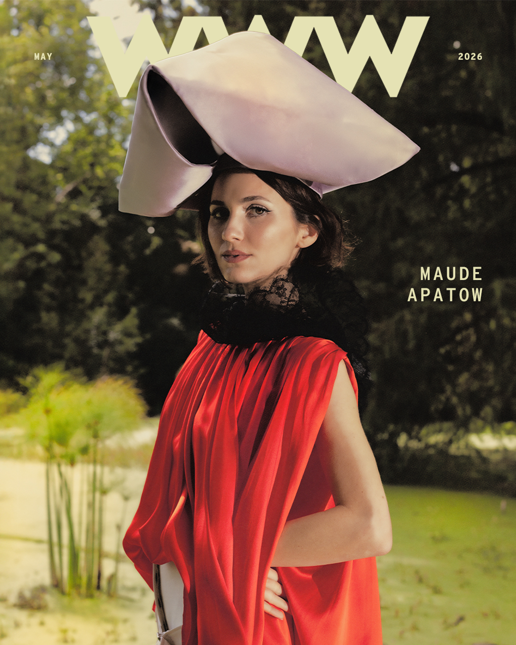 Who What Wear's May cover with Maude Apatow. She is wearing a Dior spring/summer 2026 outfit.