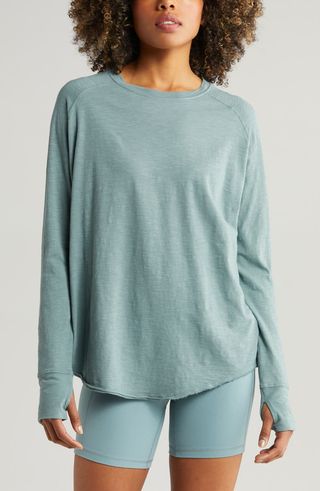 Relaxed Washed Long Sleeve Slub Tee